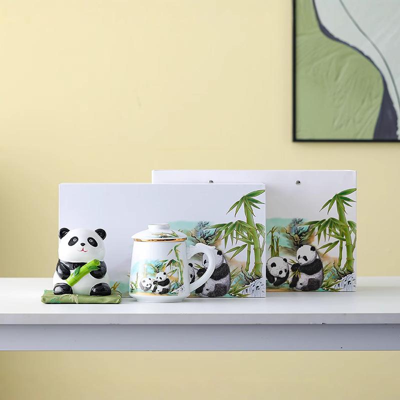 Souvenir gift Chengdu panda office cup ceramic cup tea set gift business company annual meeting high-end gift