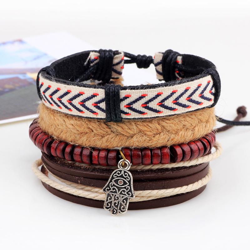 

Ци Но Подлинная Коровья Кожа Рука Будды Ретро Браслет