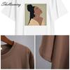 Shellsuning Summer Vintage Printed Cotton T Shirt Women Loose Short Sleeve Trend Tees Female Casual Streetwear All-match Basic Tops