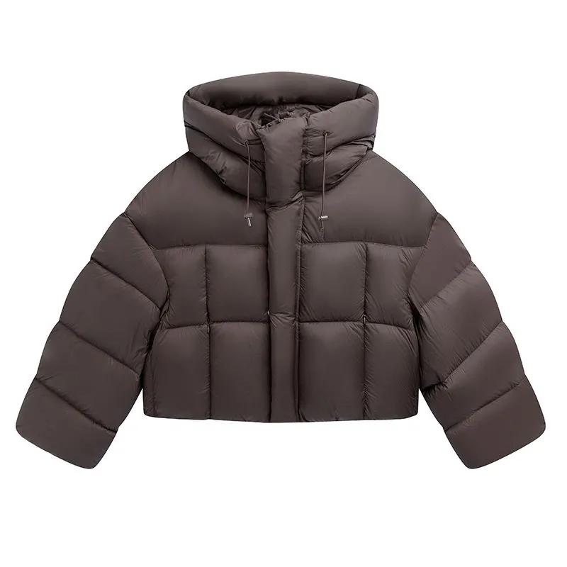 Chaqueta de Otoño para Mujer con Cuello Mock y Capucha, Invierno Gruesa Cálida Sólida Casual Acolchada de Algodón, Abrigo de Algodón Holgado Parkas Outerwear