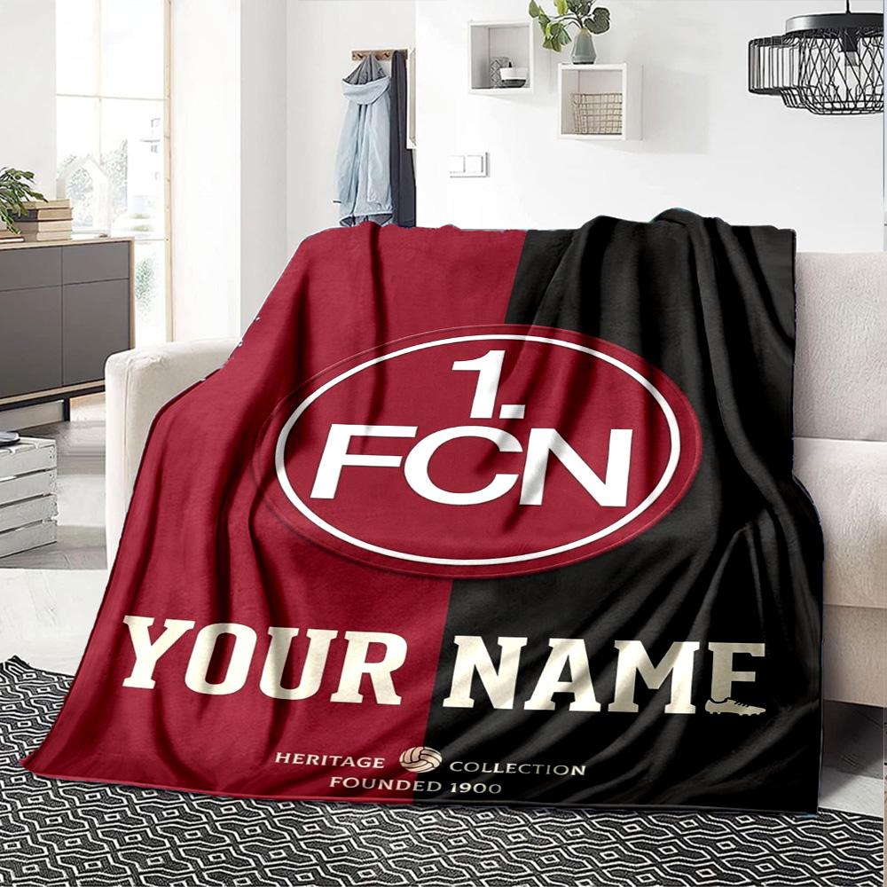 Name Custom 1.FC Nürnberg Logo Print Flannel Blanket High Quality Warm Comfortable Cover for All Seasons Perfect for Gifts Home Decor