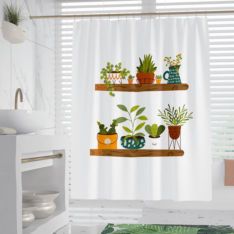 LISM Simple Plant Pattern Shower Curtain