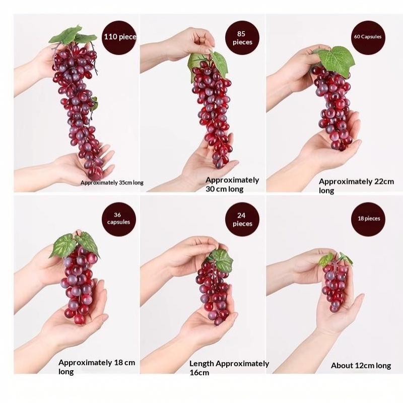 1Pcs Realistic Plastic Artificial Grapes Bunches Simulation Fake Fruit with Leaves for Vintage Home Decor Party Table Display