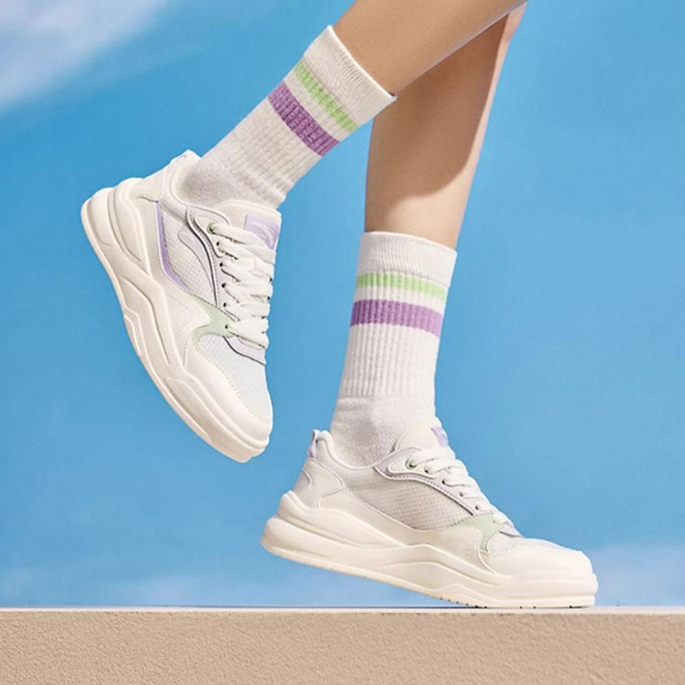 Anta Comfortable Soft Sole Versatile Breathable Increased Height Low Top Sneakers Women Sneakers White 922528003-3