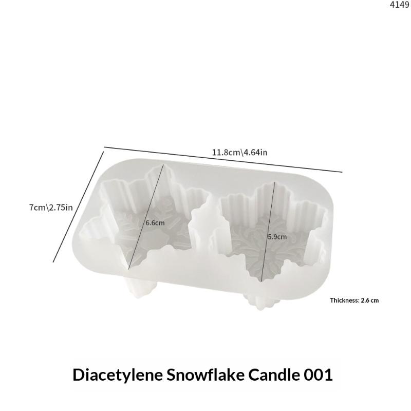 

1Pcs Christmas Scented Candle Ornament Keychain Pendant Plaster Epoxy Resin Mold 2 Holes 3D Snowflake Silicone Candle Mold Craft A1