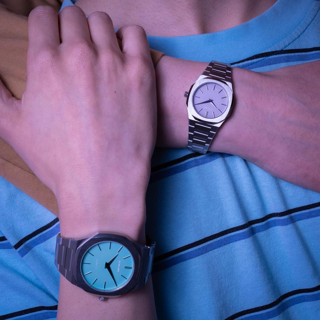 D1 Milano Ultra Thin Solar Sync Authorized Women's Watch, UTBL36, 30mm, Violet/Silver, UV-Inspired Color-Changing Watch. Distributor.