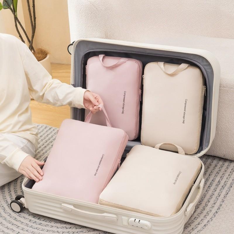 Travel Storage Organizer With Double Layer Compression Bags For Luggage Packing Solutions
