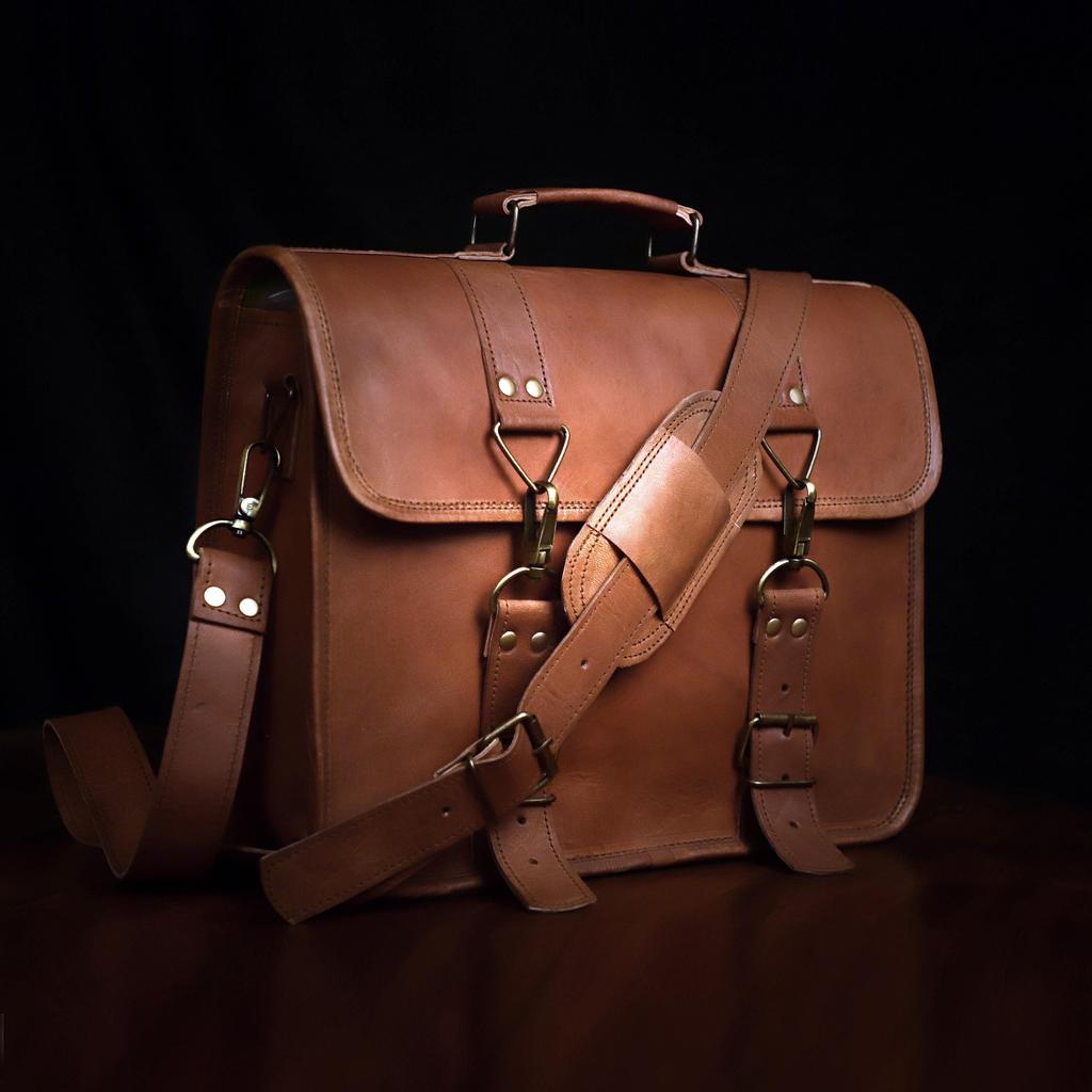 Handmade Leather Messenger Bag for Men & Women | Vintage Brown Leather Satchel | Office Laptop Briefcase | Crossbody Shoulder Bag