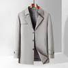 Fengxun Men's Silk Blend Suit Collar Trench Coat