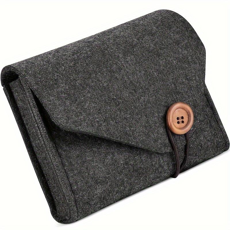 

Power Adapter Cable Organizer Storage Bag, Felt Portable Button Type Double Black Accessory Bag Kit FilledElectrical Organizer