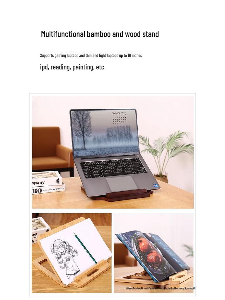 Portable Folding Wooden Laptop & Tablet Stand with Cooling Feature