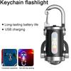 Mini LED COB Flashlight USB Rechargeable Torch Keychain Lamp Portable Pocket Outdoor Camping Working Lantern with Red&Blue Light