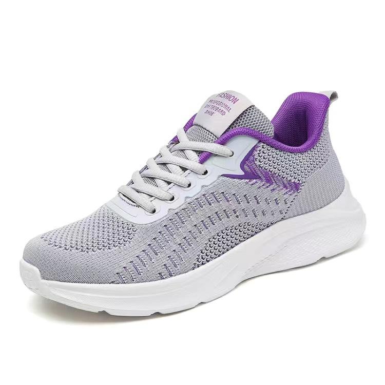 2025 Summer New Women's Shoes Flying Woven Single Shoes Soft Sole Breathable Mother Shoes Sports Shoes Large Size Shoes Foreign Trade