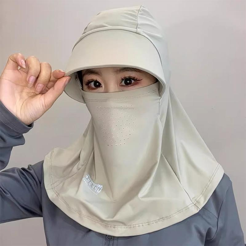 Summer UV Protection Full Face Cover Sunscreen Mask With Hat Brim Adjustable Breathable Outdoor Sports Face Shield