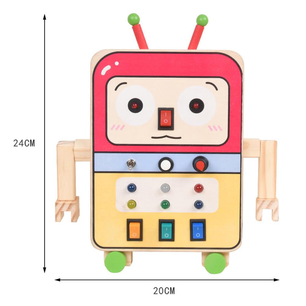 Kids Wooden Busy Board Robot Sensory Board Switch Toy With Remote Control Led Lights Gifts For Boys Girls