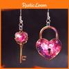 Shaped Sweet Heart Lock And Key Design Acrylic Women Pink Earrings Jewelry