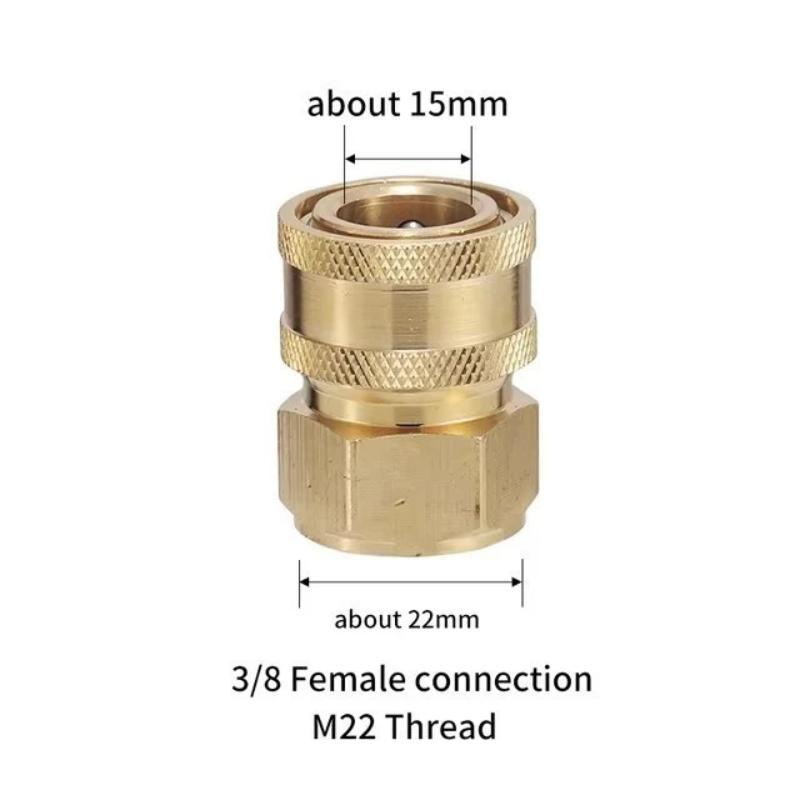 Hızlı Bağlantı Pul Pirinç Basınç Tahliye Konnektörü M22 15 Dişi 1/4 Erkek Çift Hortum İnç Adaptörü Gar
