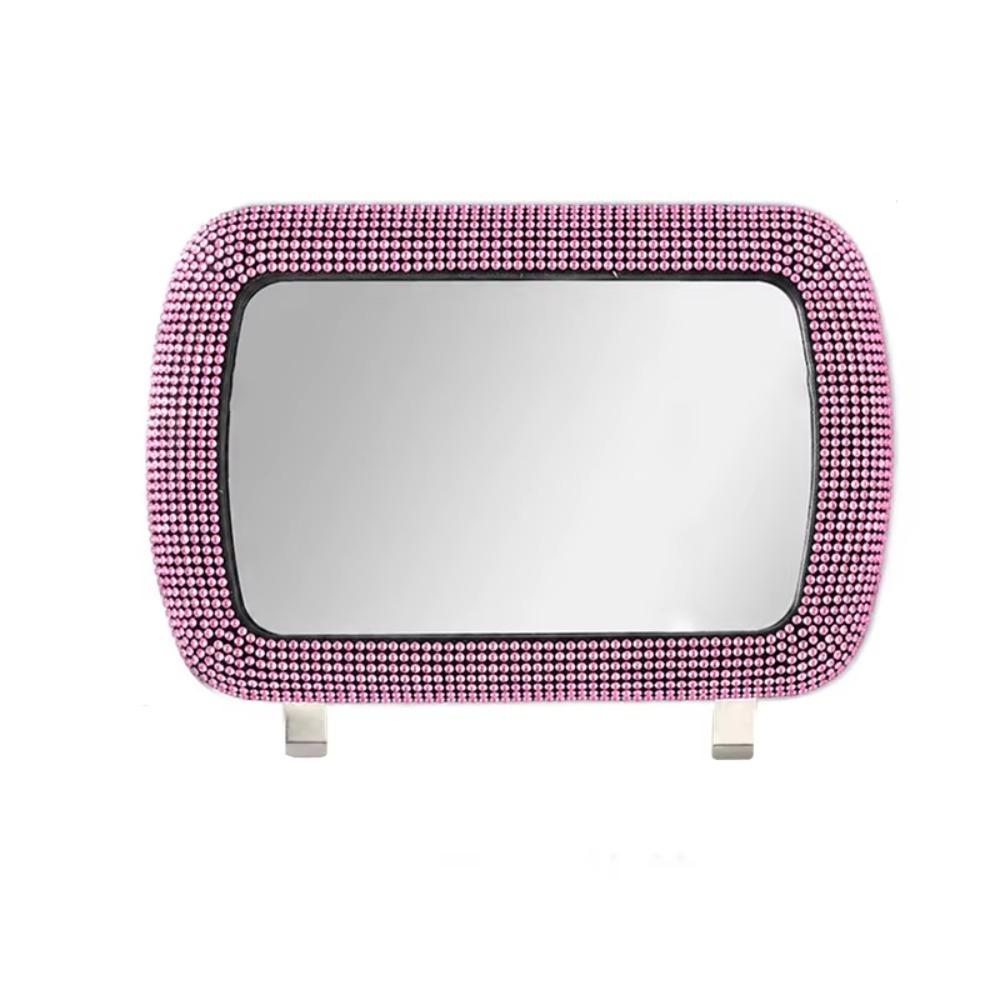 Bling Car Visor Decoration Mirror Crystal Sunshade Rear View Cosmetic Mirror  Travel