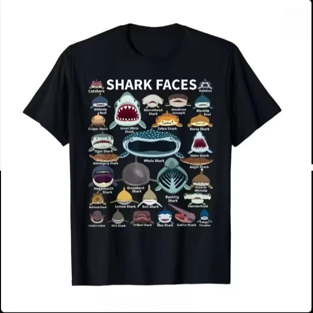 Unisex Shark Octopus Squid Cephalopod Mixed Faces Graphic T Shirt Casual Daily Oversized Cotton Streetwear Short Sleeve Top