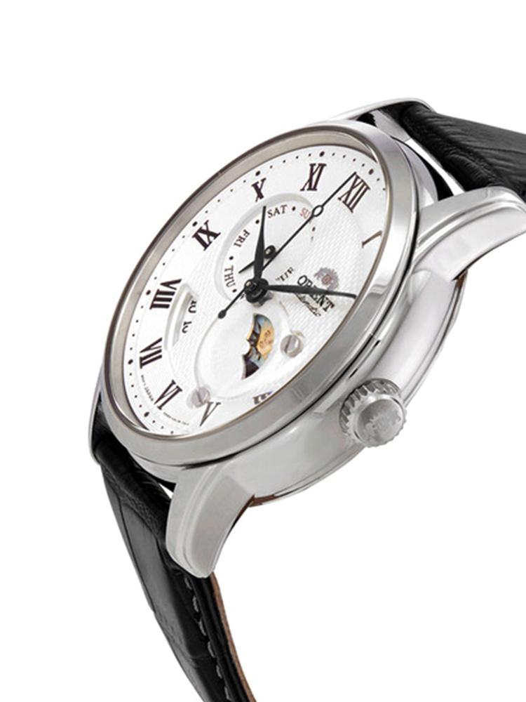 The Orient Men's Mechanical Watch Features An Automatic Mechanical Stainless Steel Case And Leather Strap, RA-AK0008S10B