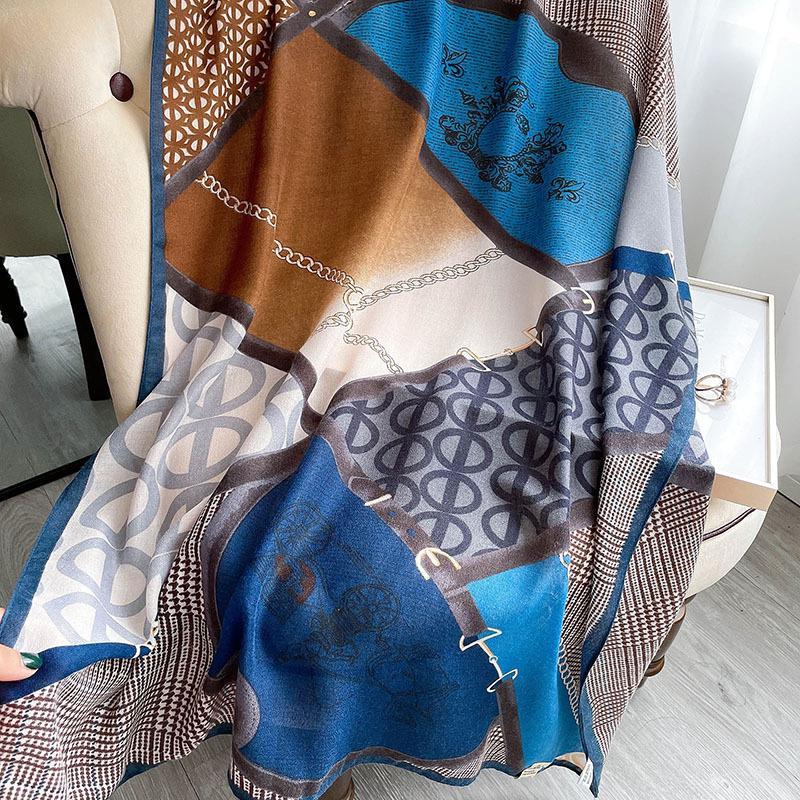 Korean Version of Houndstooth Autumn and Winter New Warm Scarf for Women Sun Protection Shawl  Beach Towel  Cotton Linen Scarf