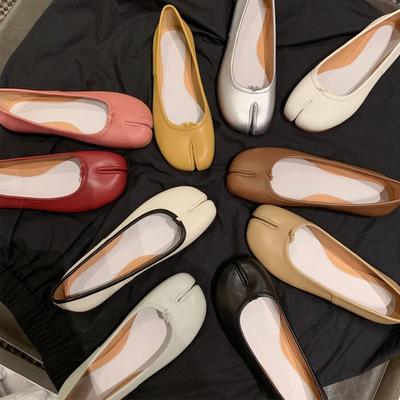 [] Classic Is Coming~ New Leather Pig's Trotters Split-toed Women's Shallow Mouth Flat-soled Single Shoes
