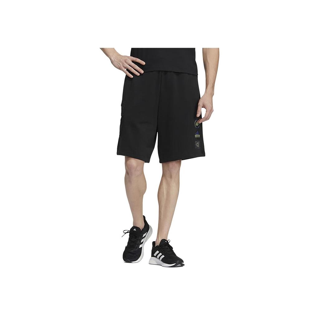 adidas Solid Color Mid-Rise Loose Breathable Training Casual Shorts Men Shorts Black HE7442