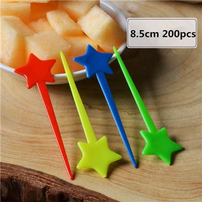 100pcs 12cm Fruit Cocktail Pick Stick Different Style Bamboo/PVC Buffet Cupcake Toppers Bar Tools Barware