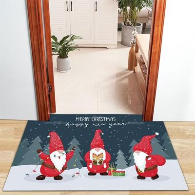 Christmas Floor Mat Door Mat Entry Door Mat Crystal Velvet Non-slip Absorbent Christmas Carpet