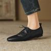Móda Nové Mokasíny z Pravé Kůže na Šněrování Jaro/Podzim Kulatá Špička Nízký Podpatek Dámské Lodičky Boty pro Ženy Dámské Boty Pohodlné Baleríny