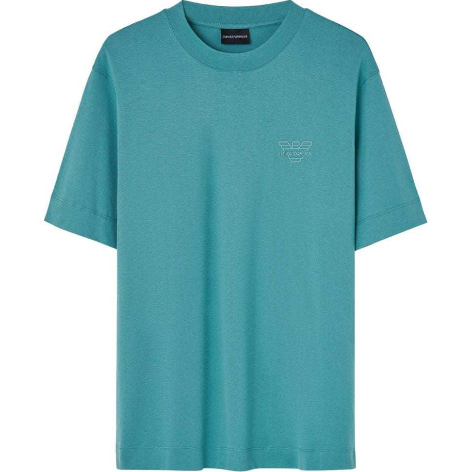 Emporio Armani Logo Print Crew Neck Short Sleeve T-Shirt Men tops Light-Blue 3D1TH3-1JOCZ-0748