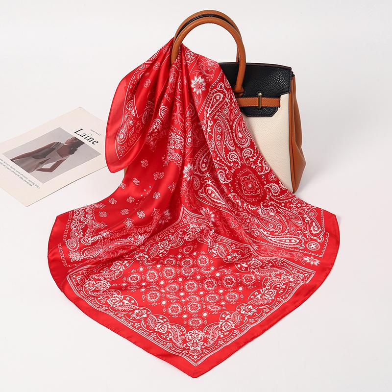 Retro Paisley Print Designer Scarf Women 70x70cm Silk Scarves Luxury Hip-hop Hijab Bandana Neckerchief Shawl Hair Band