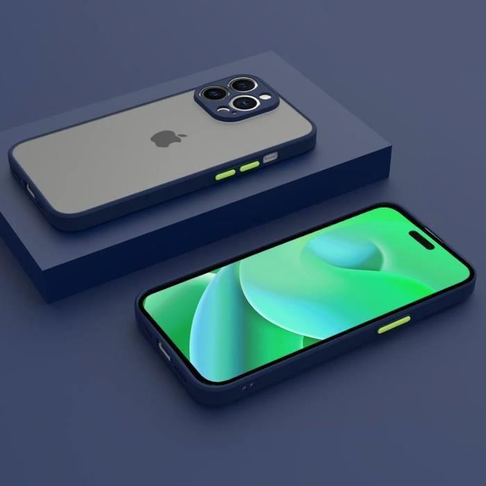 Coque de protection - Silicone - iPhone 14 Pro Max - Antichoc - Bleu Marine - 2 Verres Trempés