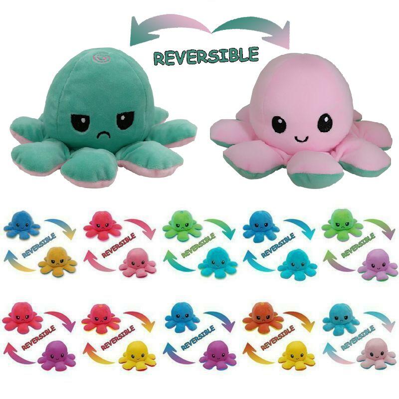 Soft And Adorable Double-sided Flip Reversible Octopus Plush Toy For Kids