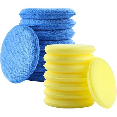Microfiber Wax Applicator Pads, 16 PCS Car Wax Applicator Pad, Round Foam Applicator Pads, Polishing Sponges Applicator for Car Detail Polishing,