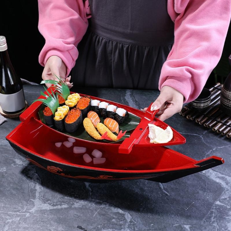 Sushi Serving Ship Plate Elegant Tableware Sashimi Serving Plate Plastic Texture Suitable for Sashimi and Appetizers