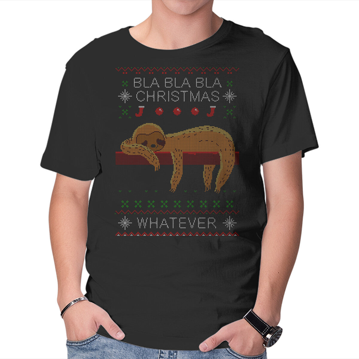 Unisex Crew Neck T-Shirt Bla Bla Bla Christmas Graphic Short Sleeve Casual Tee XL