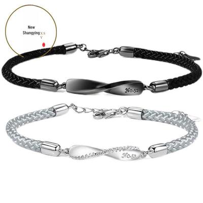 Pulseras de Pareja Anillo de Möbius: Moda Trenzada en Blanco y Negro para el Día de San Valentín