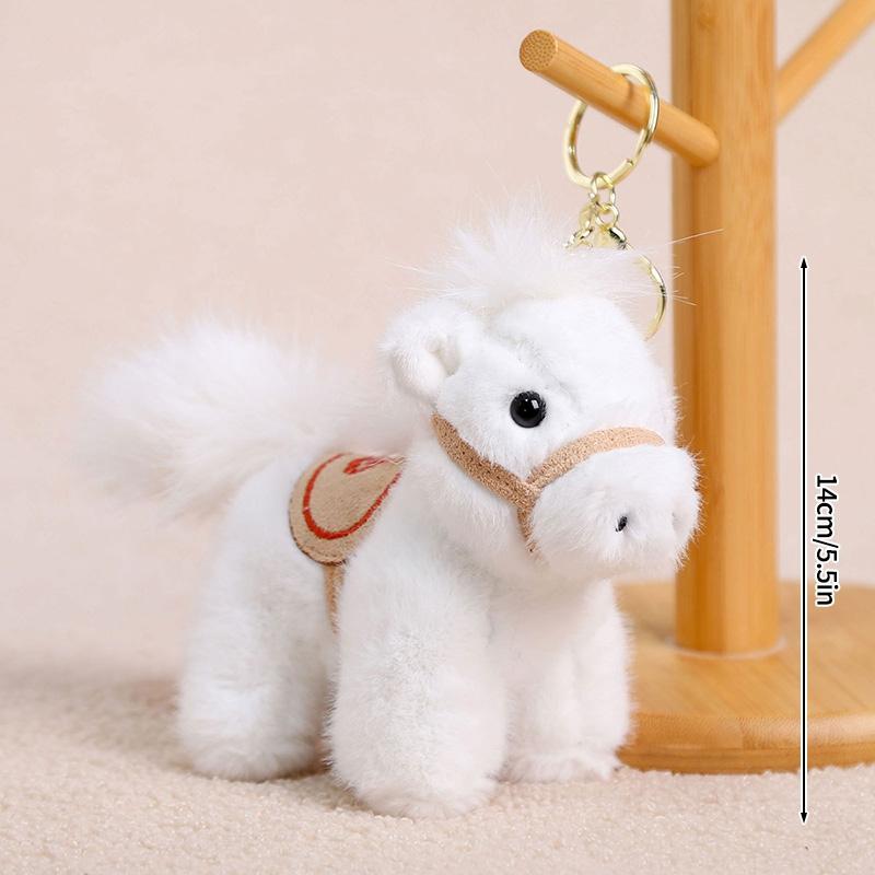 Cute Plush Horse Keychain Chinese New Year 2026 Hanging Pendant School Bag Lucky Spring Festival Couple Keyring Gifts