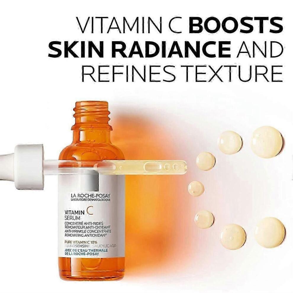 (2) La-Roche Posay SÉRUM VITAMINE PURE ,Concentré Anti-Rides Éclat Rénovateur,Antioxydant 30ml