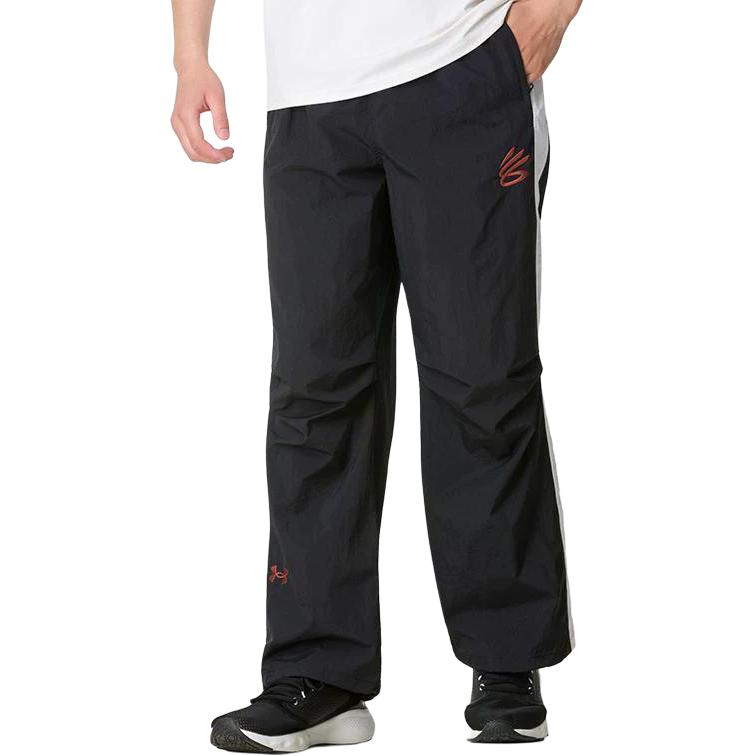 Under Armour Curry SS26 Woven Basketball Fitness Fashion Versatile Retro American Wide Leg Flared Sports Long Pants Men bottoms Black 6014303-001