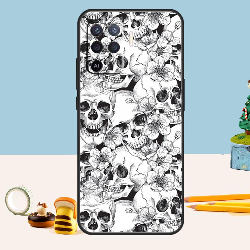 

Gothic Floral Skull Case For Oppo A54 A74 A94 A80 A60 A40 A18 A38 A58 A78 A98 A96 A76 A16 A15 A17 A57 A5 A6 Pro OPPO A74 5G
