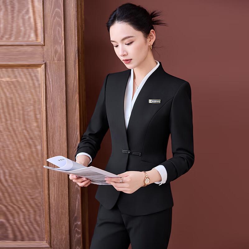 Women's New Chinese Style Collarless Professional Suit Set