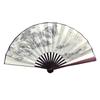 Traditional Chinese Silk Bamboo Folding Fan with Ink Landscape