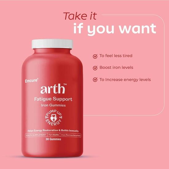 Arth Iron Gummies | 6x Higher Absorption | Ferrous Ascorbate & Folic Acid | Boosts Haemoglobin & Energy |Helps with Anaemia, Fatigue & Lethargy