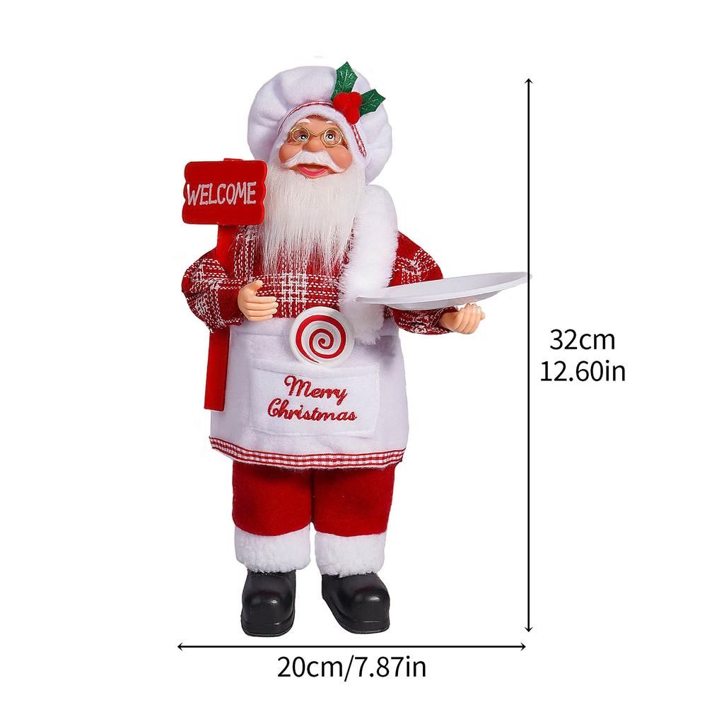 12in Xmas Santa Doll Cartoon Cute Collection Standing Santa Ornament for Home Show Window Decoration Red White Style B