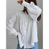 Fashion 2025 Autumn French Style Shirt Lantern Sleeve Elegance White Tops Classy Feeling Tong Qin