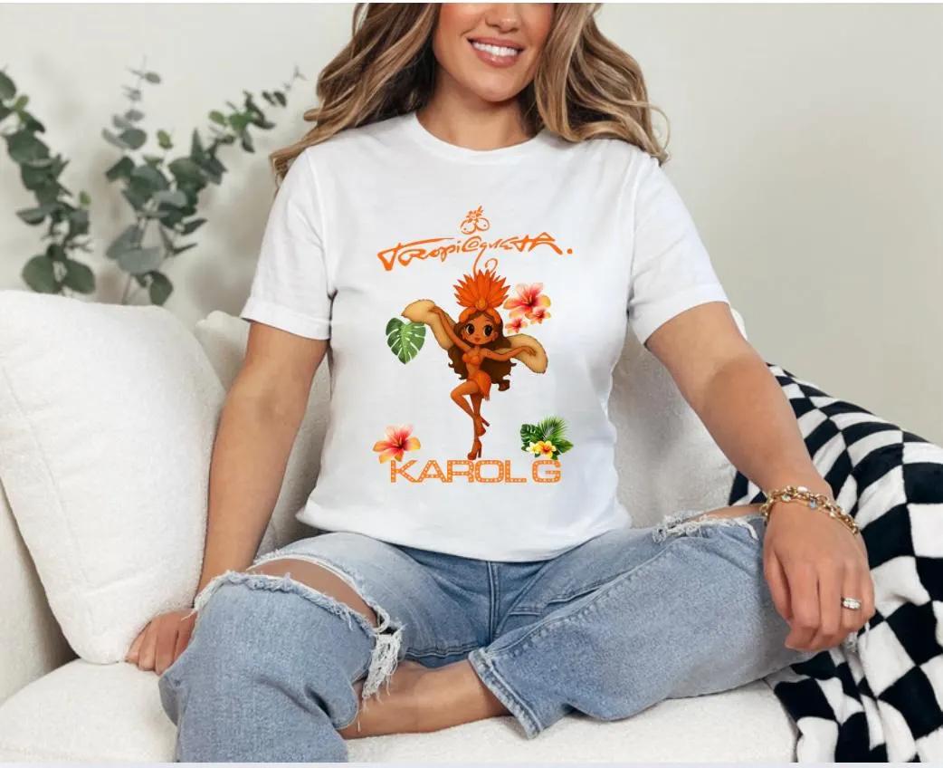

Singer Karol G Tropicoqueta Merch Tshirt UNISEX and Women Summer Cotton Clothing Fashion Round Neck Short Sleeved Top Streetwear M