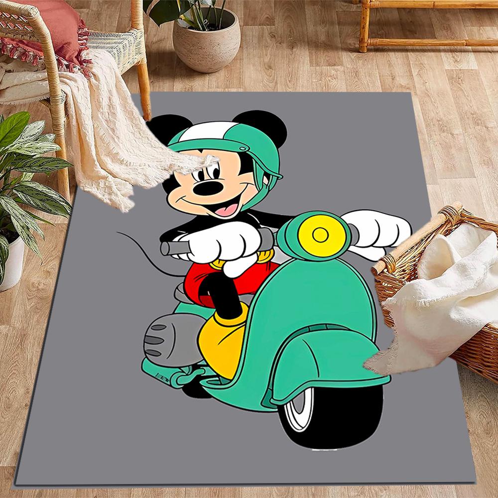 Mickey Mouse Castle Fantasy Disney Cartoon Theme Anti-Slip Rug - Polyester, Home Decor, Suitable for Bedrooms, Living Rooms, Doorways, and Studios