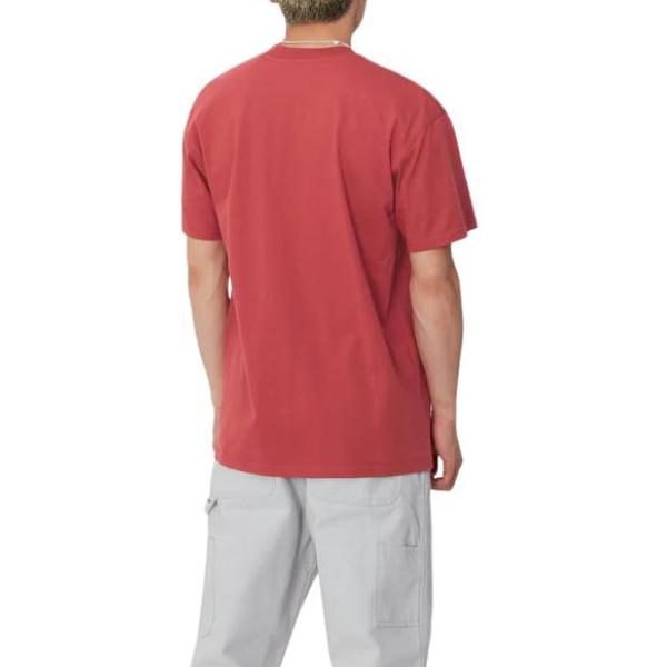 Carhartt WIP FW24 Logo Crew Neck Loose Fit Short Sleeve T-Shirt Men Tops Red I029956-002-XX